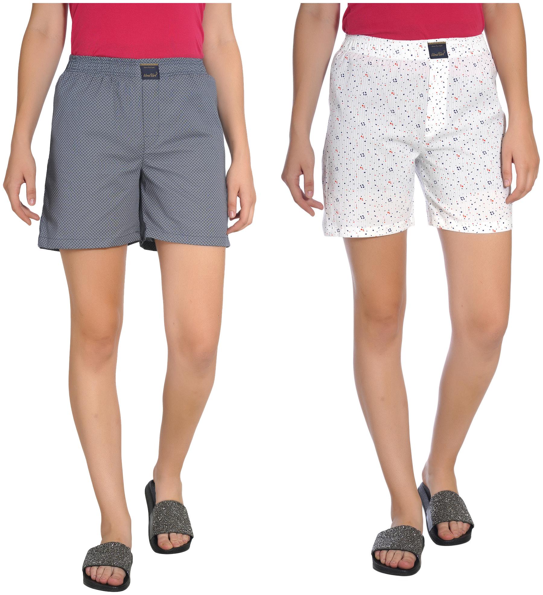 

Viral Girl Women Printed Regular shorts - Grey White