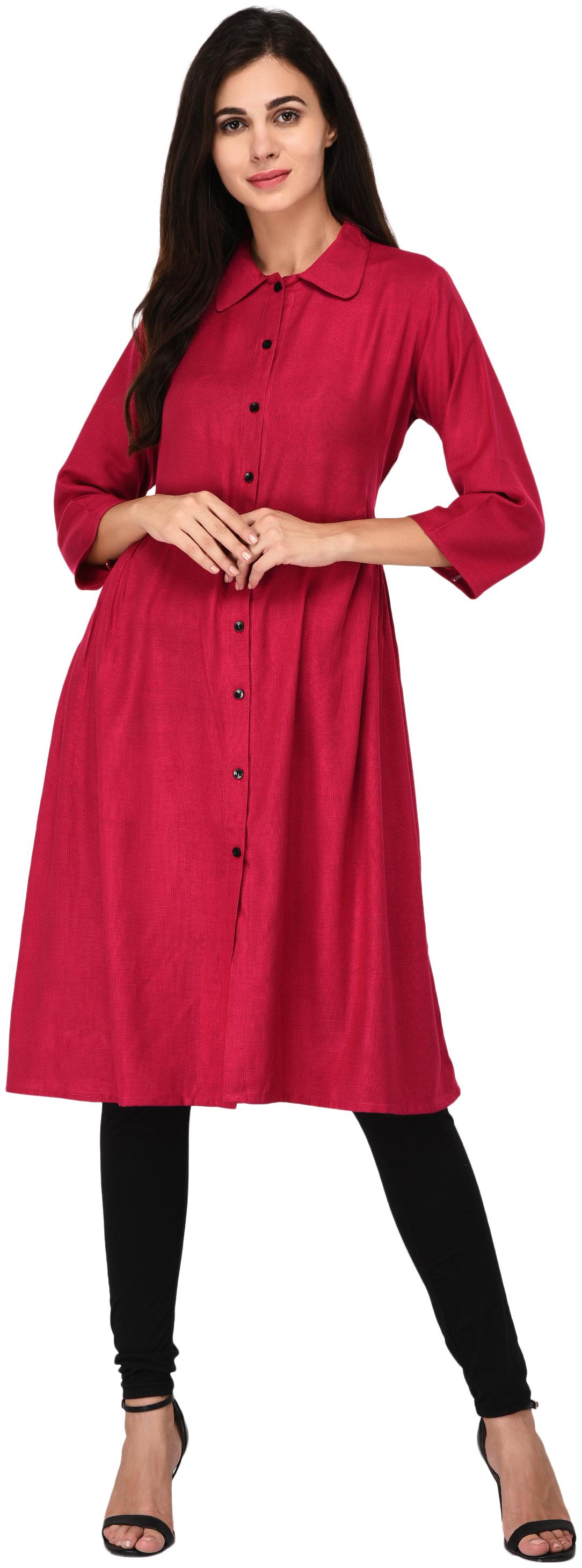 

Viral Girl Women Pink Abstract Straight Kurti