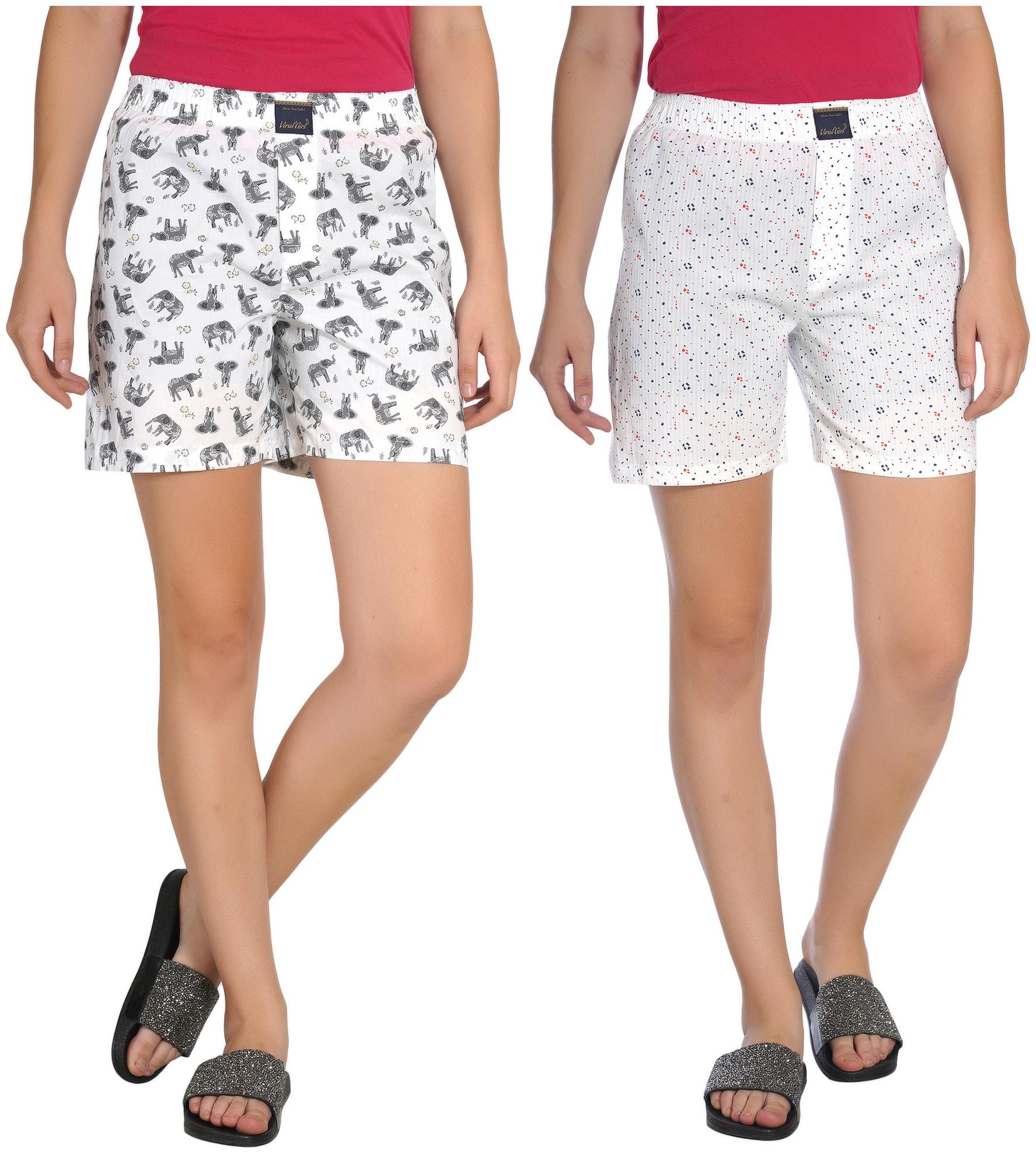 

Viral Girl Women Printed Regular shorts - White