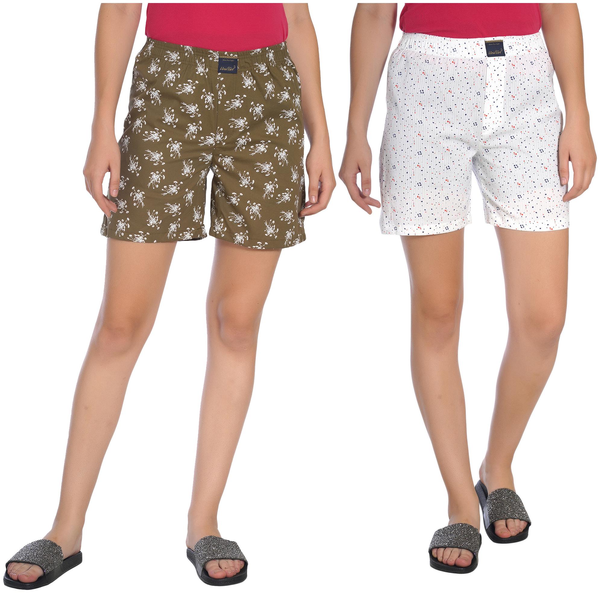 

Viral Girl Women Printed Regular shorts - Brown White