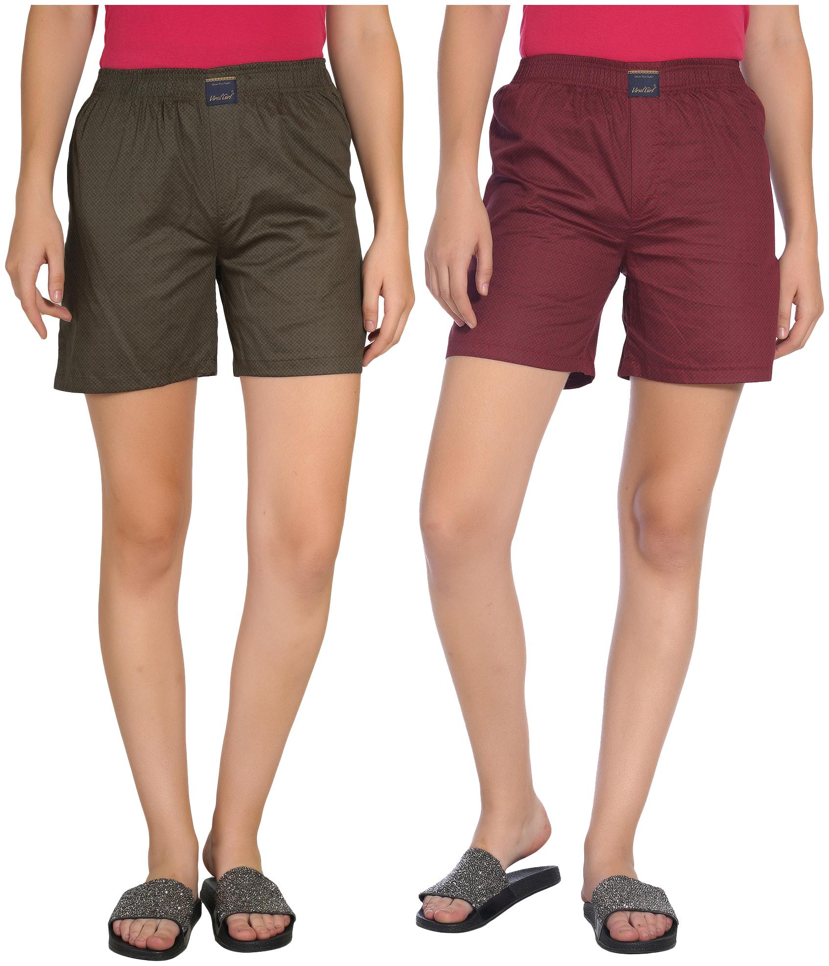 

Viral Girl Women Printed Regular shorts - Maroon