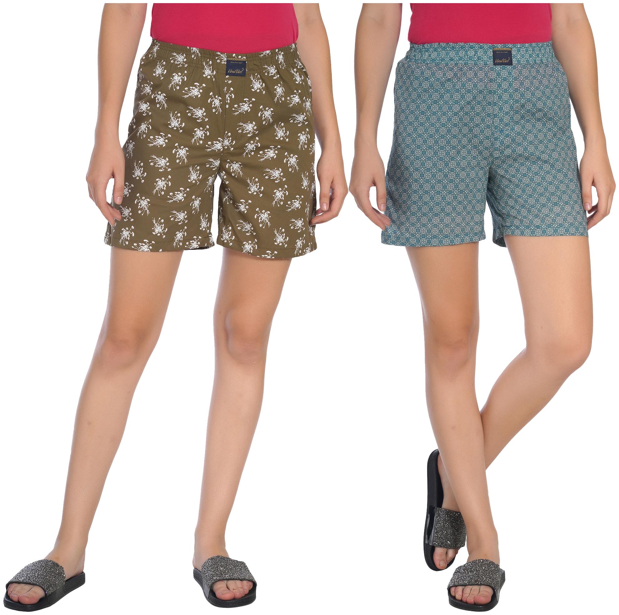

Viral Girl Women Printed Regular shorts - Brown