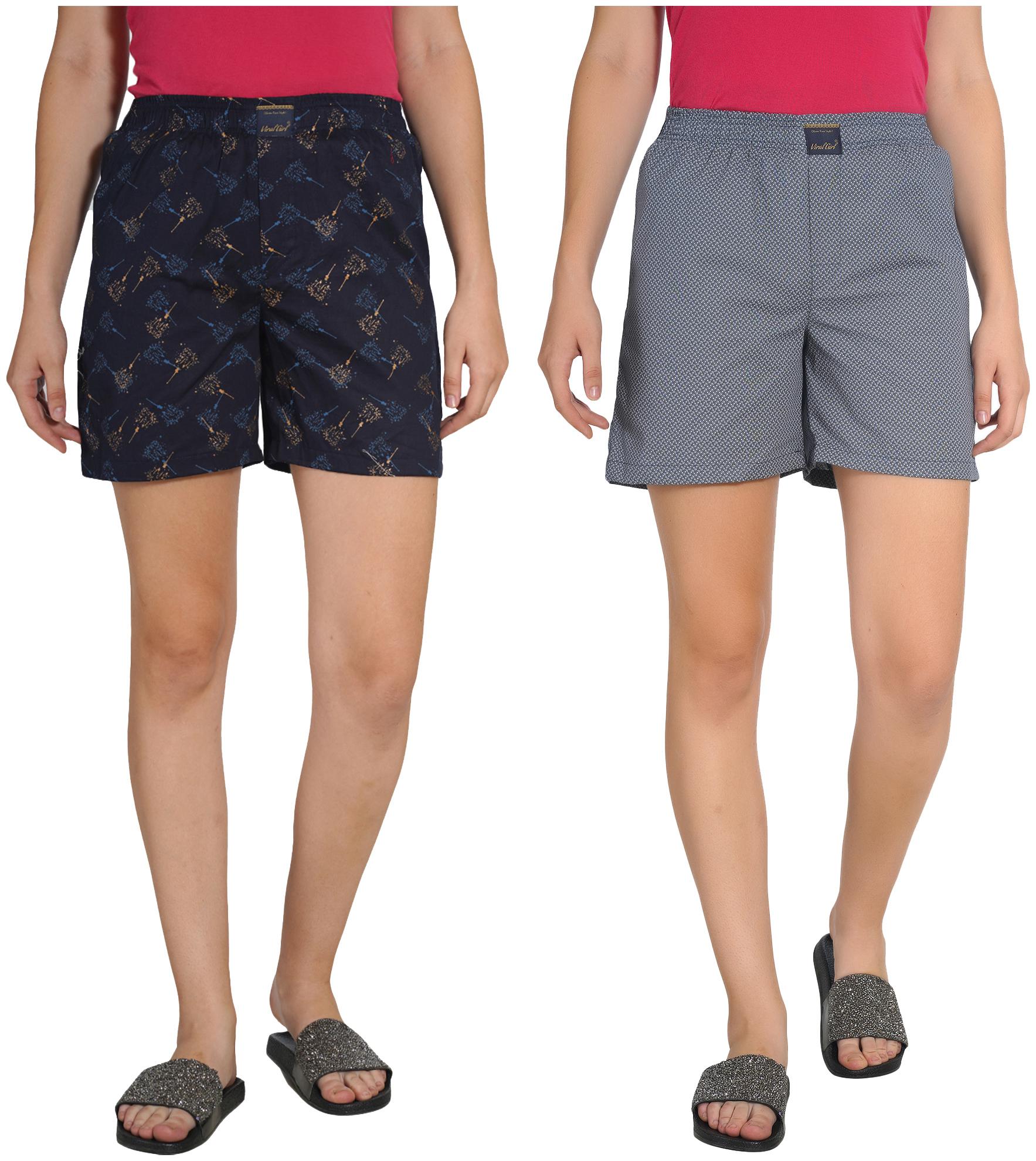 

Viral Girl Women Printed Regular shorts - Blue Grey