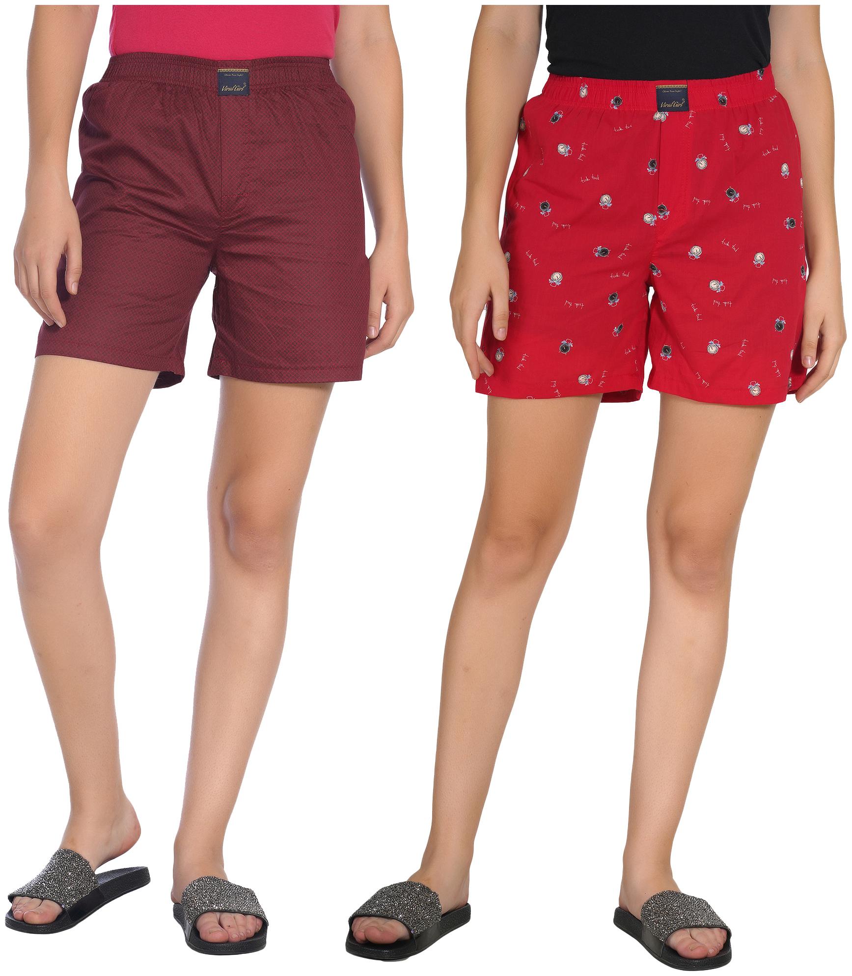 

Viral Girl Women Printed Regular shorts - Maroon Red