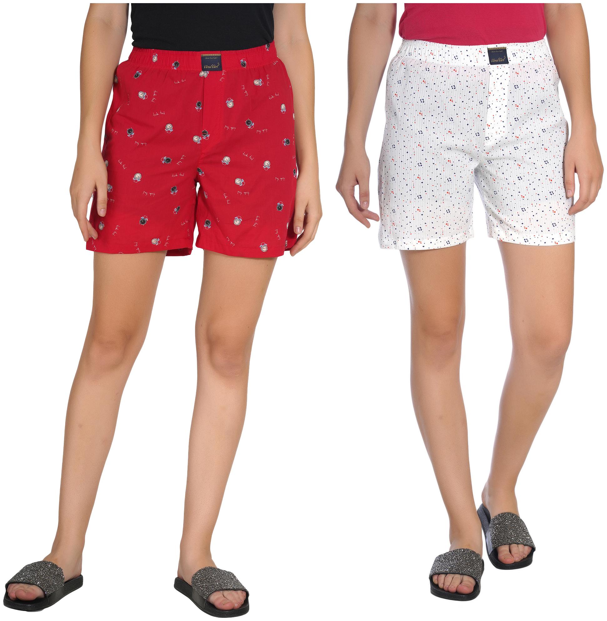 

Viral Girl Women Printed Regular shorts - Red White