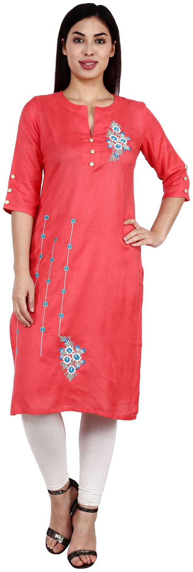 

VISCOSE SLUB A-LINE COMPUTER EMBROIDERY KURTI
