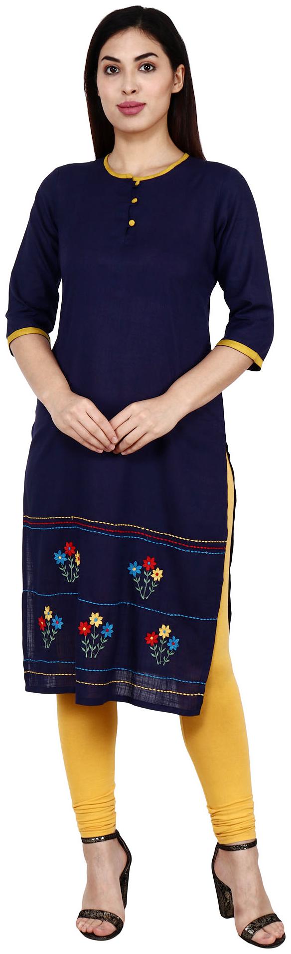 

VISCOSE SLUB A-LINE COMPUTER EMBROIDERY KURTI