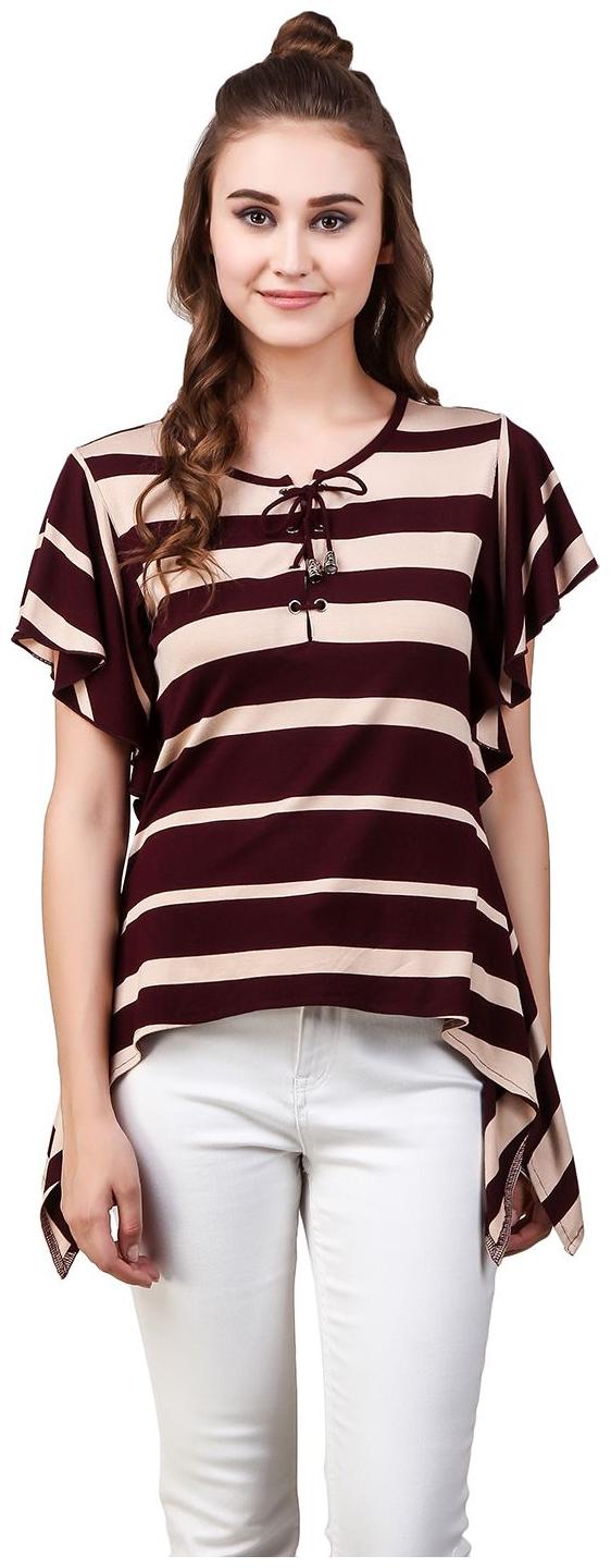 

Texco Women Striped Regular top - Maroon