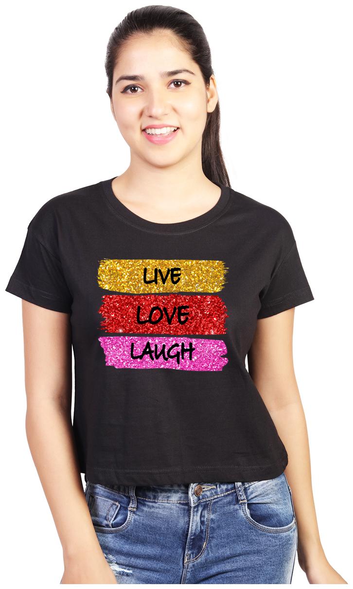 

Vishorge Korea Women Black Slim fit Round neck Cotton T shirt