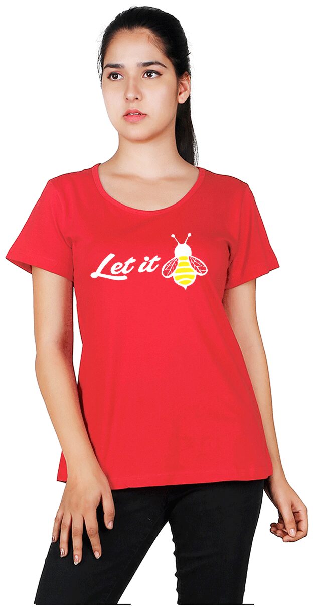 

Vishorge Korea Women Red Slim fit Round neck Cotton T shirt