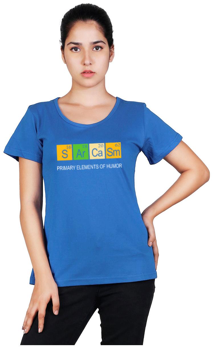 

Vishorge Korea Women Blue Slim fit Round neck Cotton T shirt