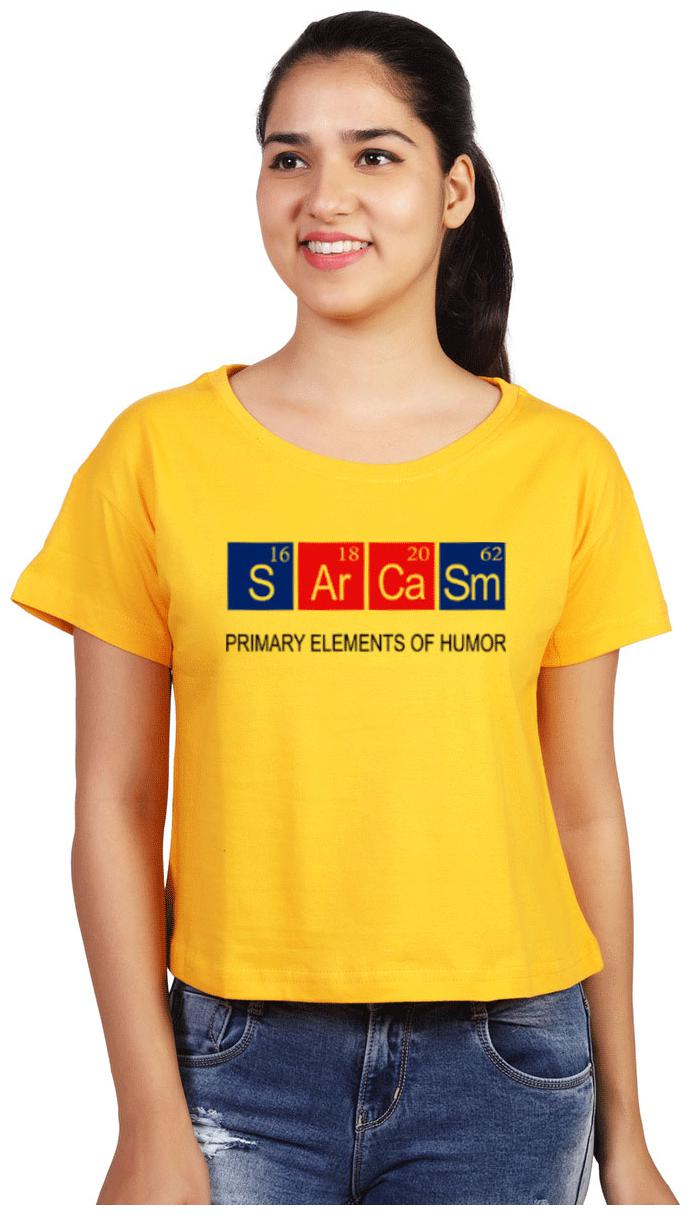 

Vishorge Korea Women Yellow Slim fit Round neck Cotton T shirt