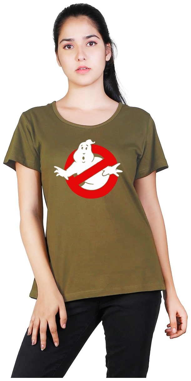 

Vishorge Korea Women Olive Cotton Printed T Shirt