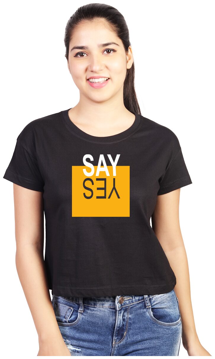 

Vishorge Korea Women Black Slim fit Round neck Cotton T shirt