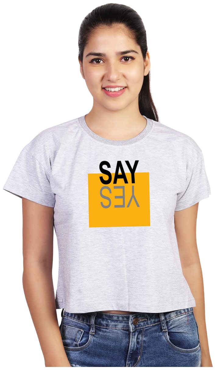 

Vishorge Korea Women Grey Slim fit Round neck Cotton T shirt