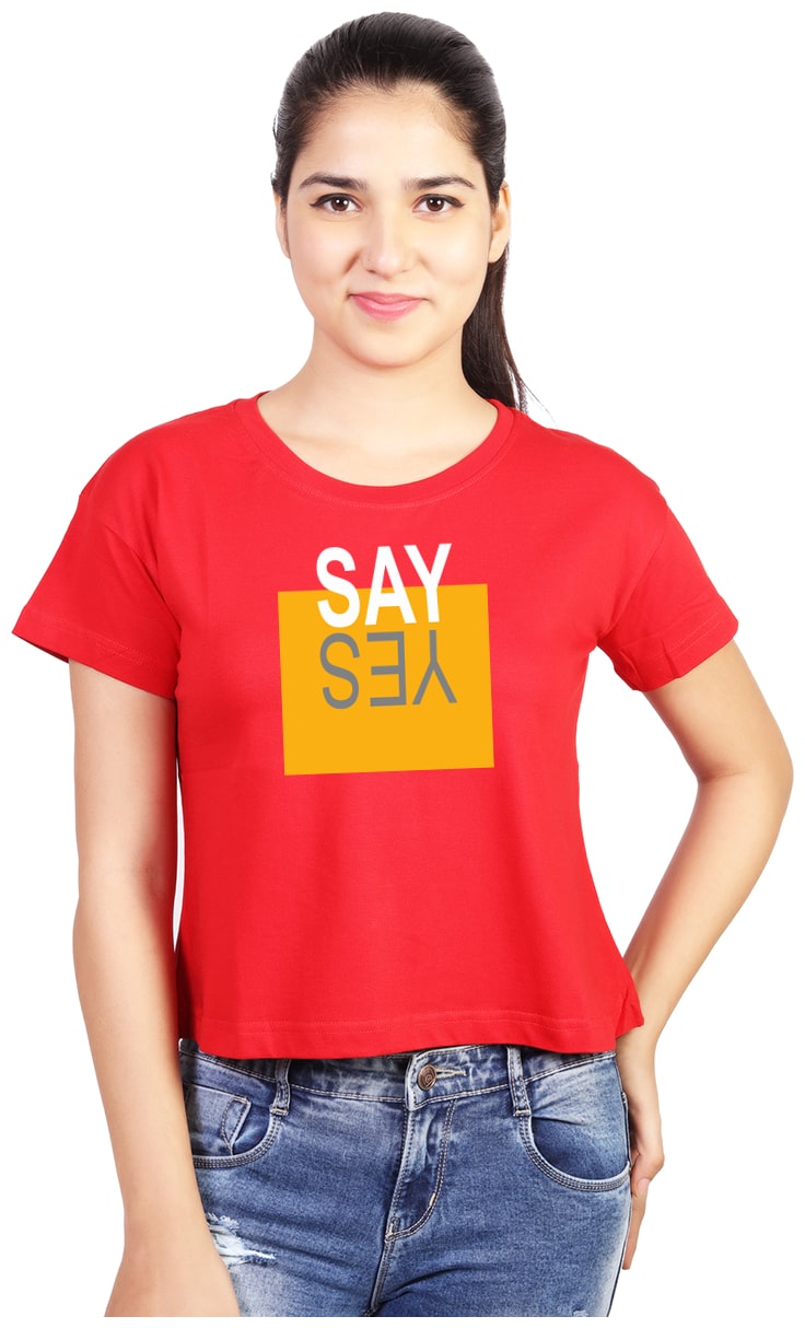 

Vishorge Korea Women Red Slim fit Round neck Cotton T shirt