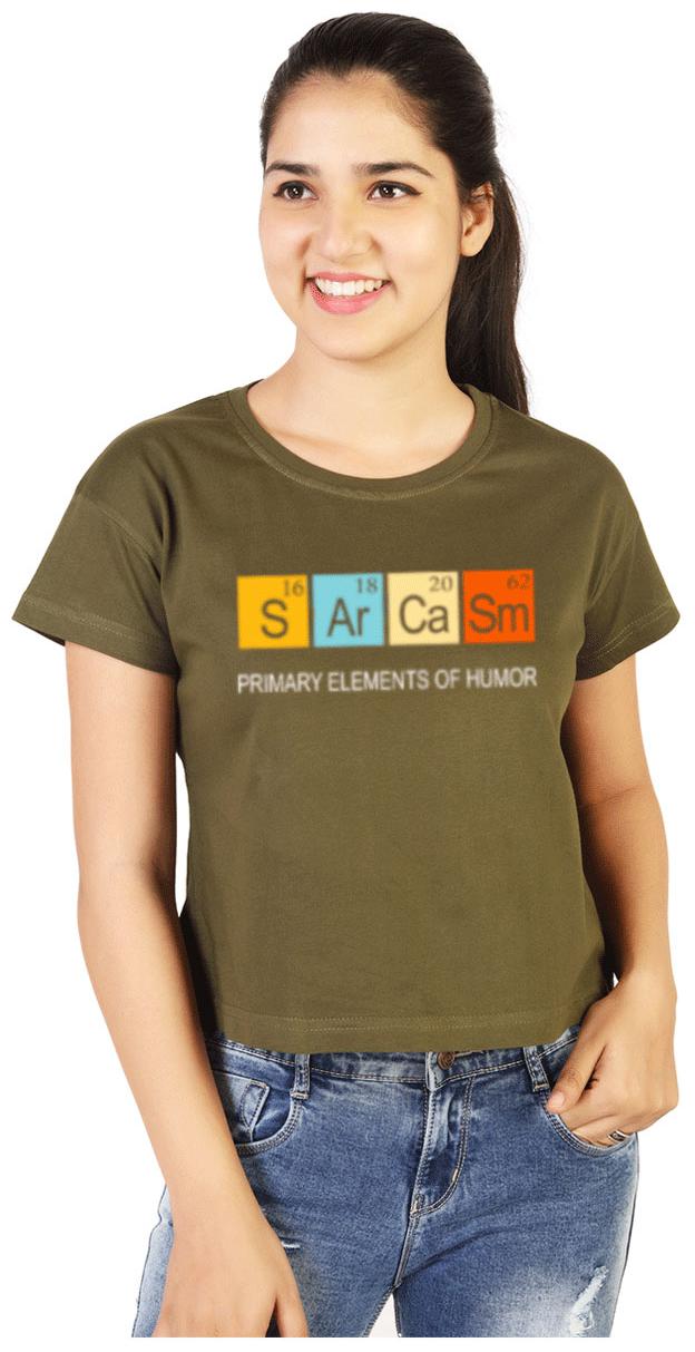 

Vishorge Korea Cotton Graphic Olive T Shirt Women