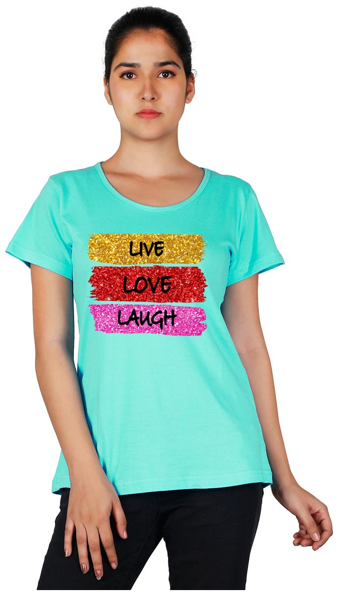 

Vishorge Korea Women Turquoise Slim fit Round neck Cotton T shirt