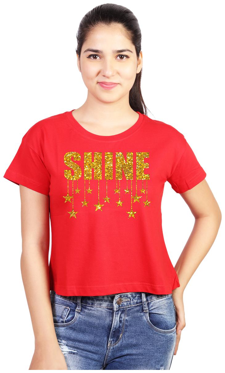 

Vishorge Korea Women Red Slim fit Round neck Cotton T shirt