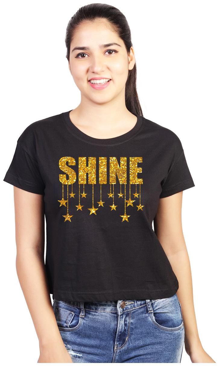

Vishorge Korea Women Black Slim fit Round neck Cotton T shirt
