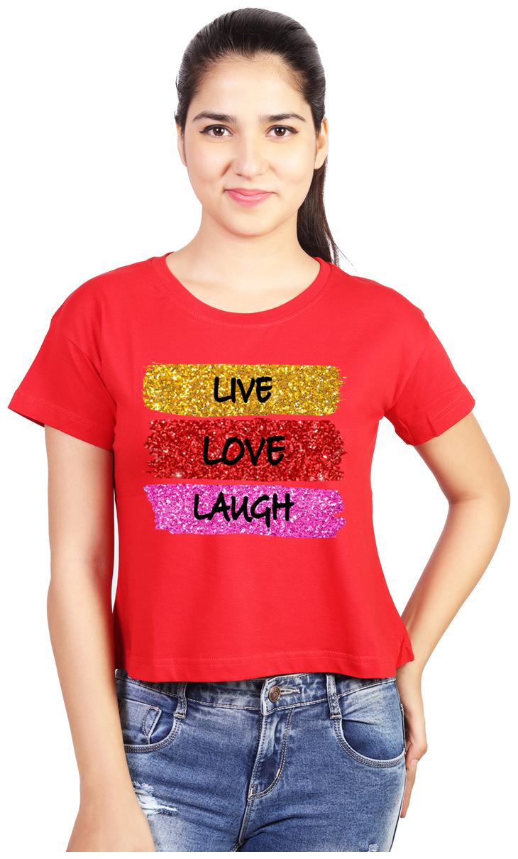 

Vishorge Korea Women Red Slim fit Round neck Cotton T shirt