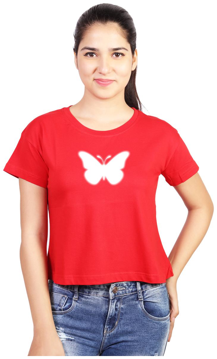 

Vishorge Korea Women Red Slim fit Round neck Cotton T shirt
