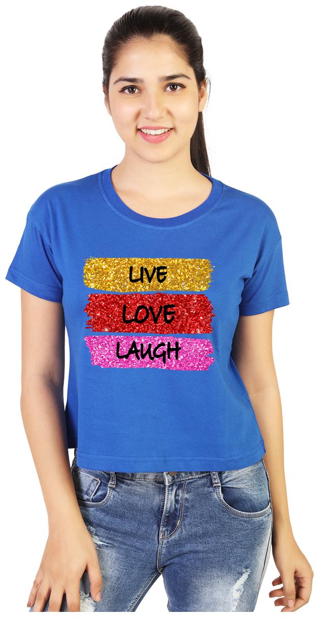 

Vishorge Korea Women Blue Slim fit Round neck Cotton T shirt