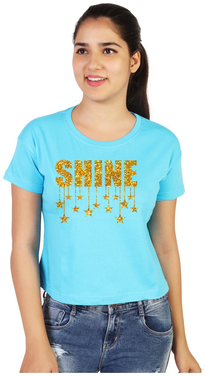 

Vishorge Korea Women Turquoise Slim fit Round neck Cotton T shirt