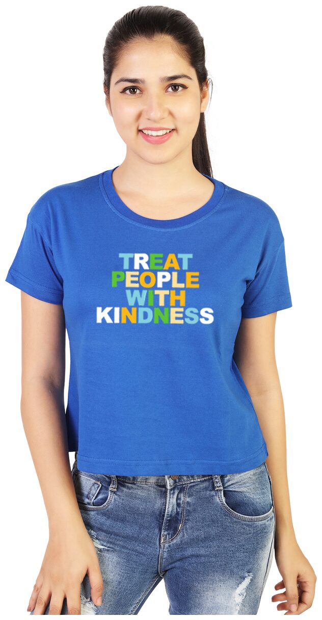 

Vishorge Korea Women Blue Slim fit Round neck Cotton T shirt