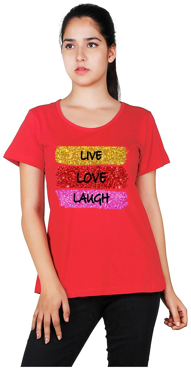 

Vishorge Korea Women Red Slim fit Round neck Cotton T shirt