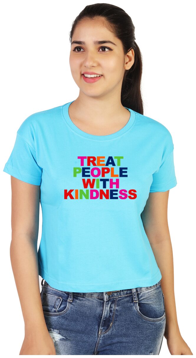 

Vishorge Korea Women Turquoise Slim fit Round neck Cotton T shirt