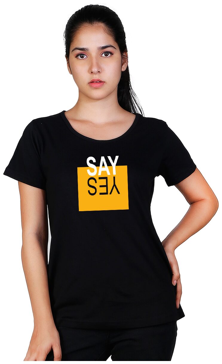 

Vishorge Korea Women Black Slim fit Round neck Cotton T shirt