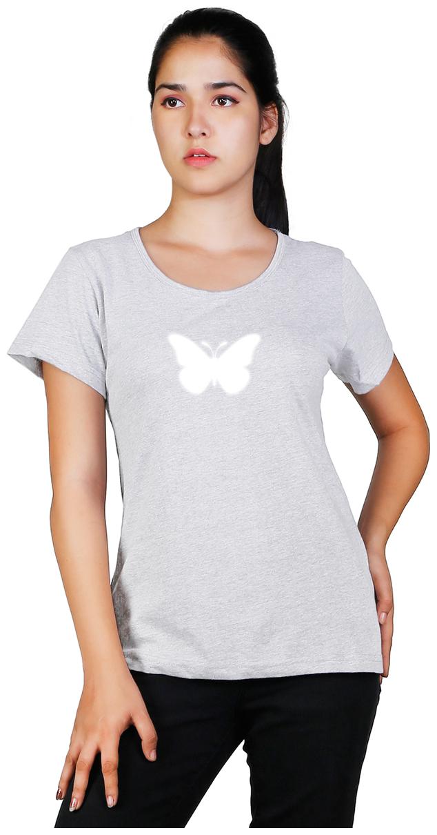

Vishorge Korea Women Grey Slim fit Round neck Cotton T shirt
