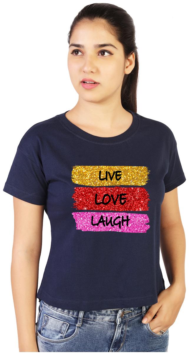 

Vishorge Korea Women Navy Blue Cotton Printed T Shirt