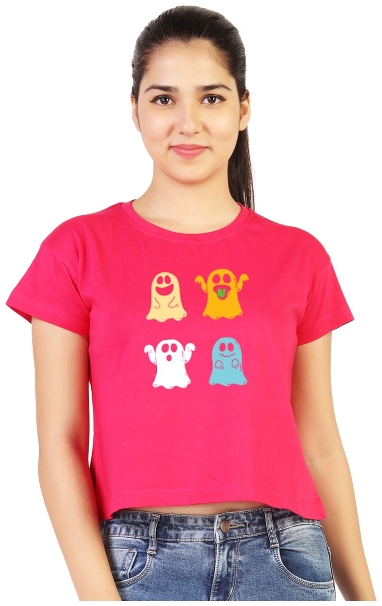 

Vishorge Korea Women Pink Slim fit Round neck Cotton T shirt