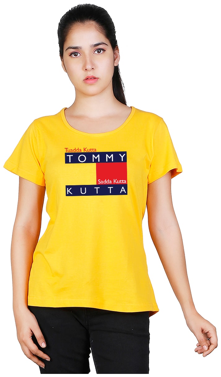 

Vishorge Korea Women Yellow Slim fit Round neck Cotton T shirt