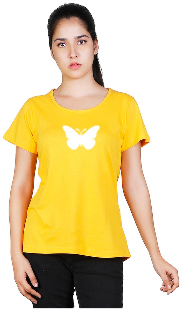 

Vishorge Korea Women Yellow Slim fit Round neck Cotton T shirt