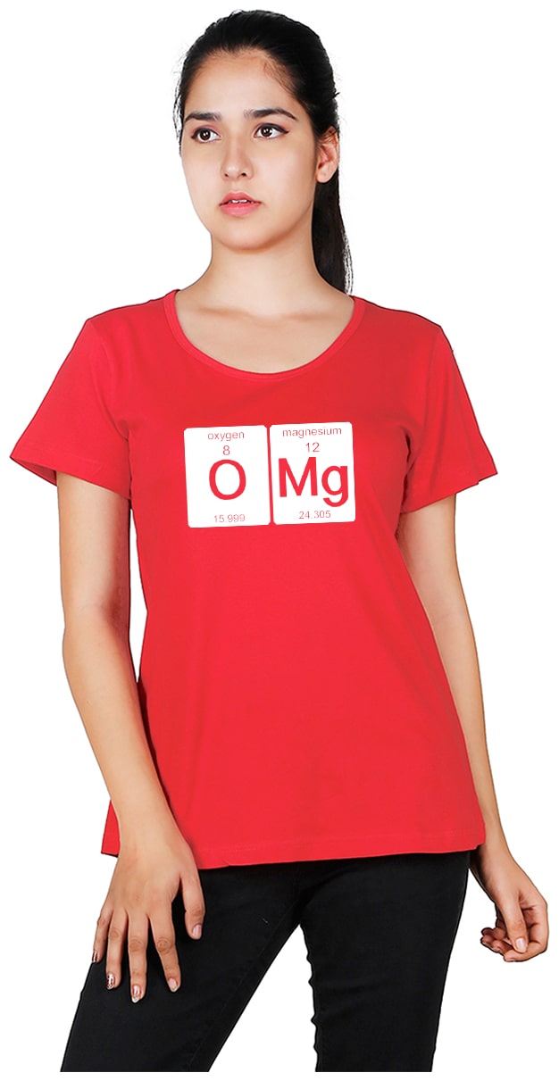 

Vishorge Korea Women Red Slim fit Round neck Cotton T shirt