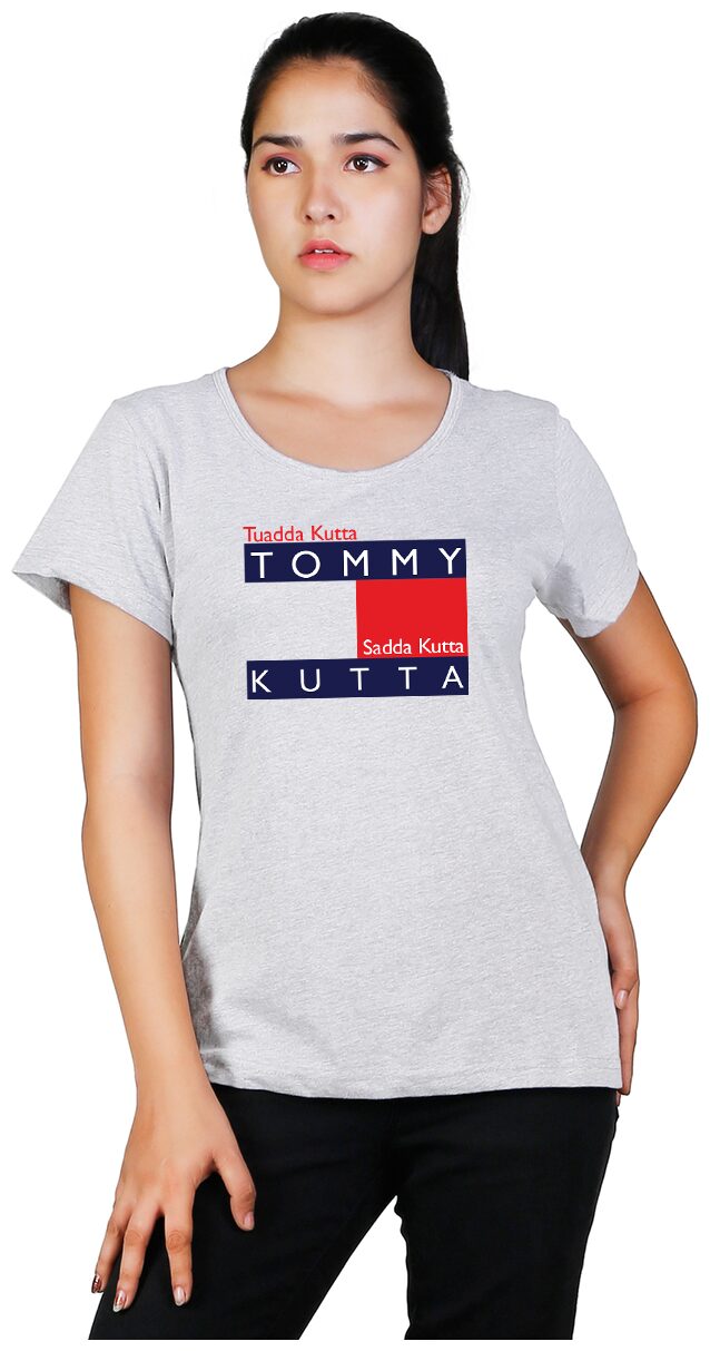 

Vishorge Korea Women Grey Slim fit Round neck Cotton T shirt