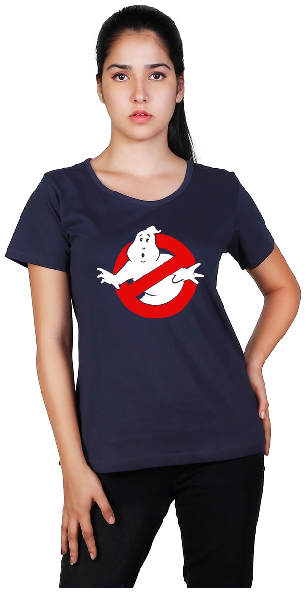 

Vishorge Korea Women Navy Blue Cotton Printed T Shirt