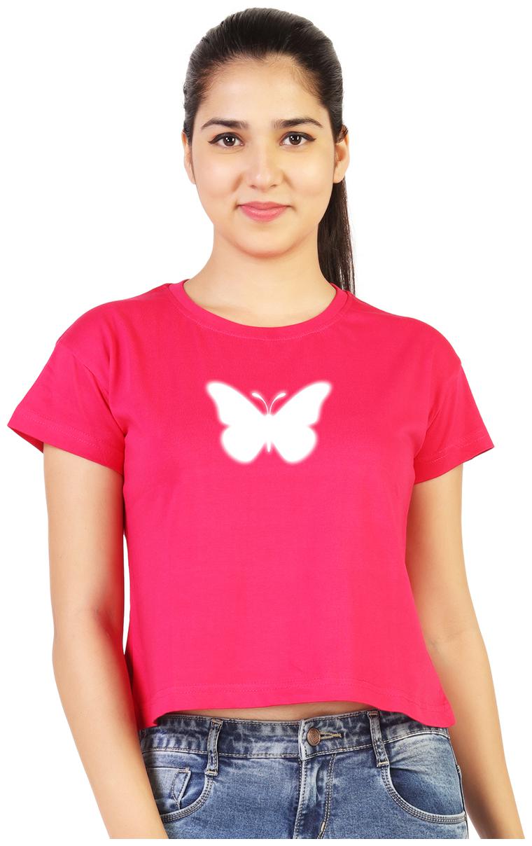 

Vishorge Korea Women Pink Slim fit Round neck Cotton T shirt