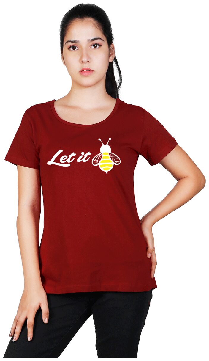 

Vishorge Korea Women Maroon Slim fit Round neck Cotton T shirt