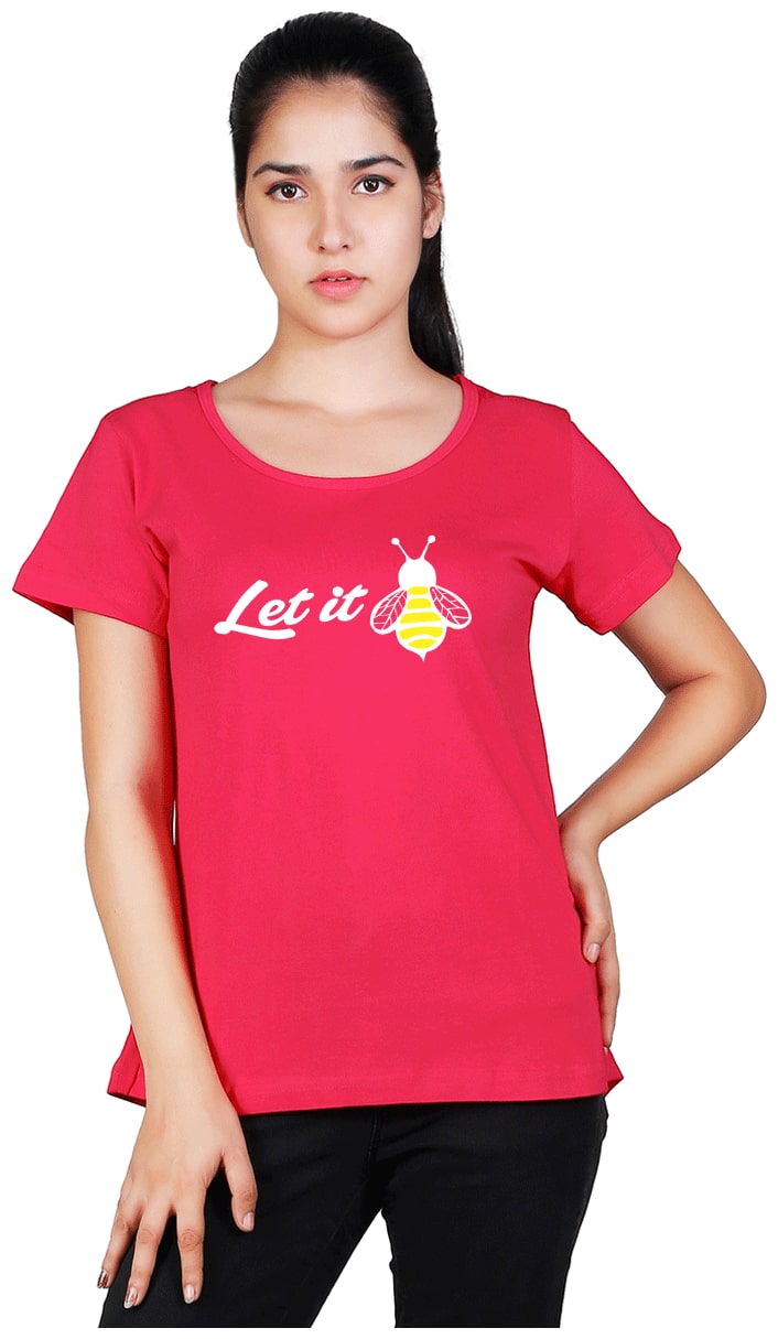 

Vishorge Korea Women Pink Slim fit Round neck Cotton T shirt