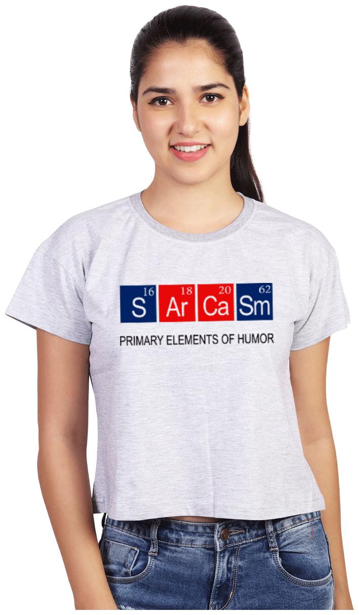 

Vishorge Korea Women Grey Slim fit Round neck Cotton T shirt