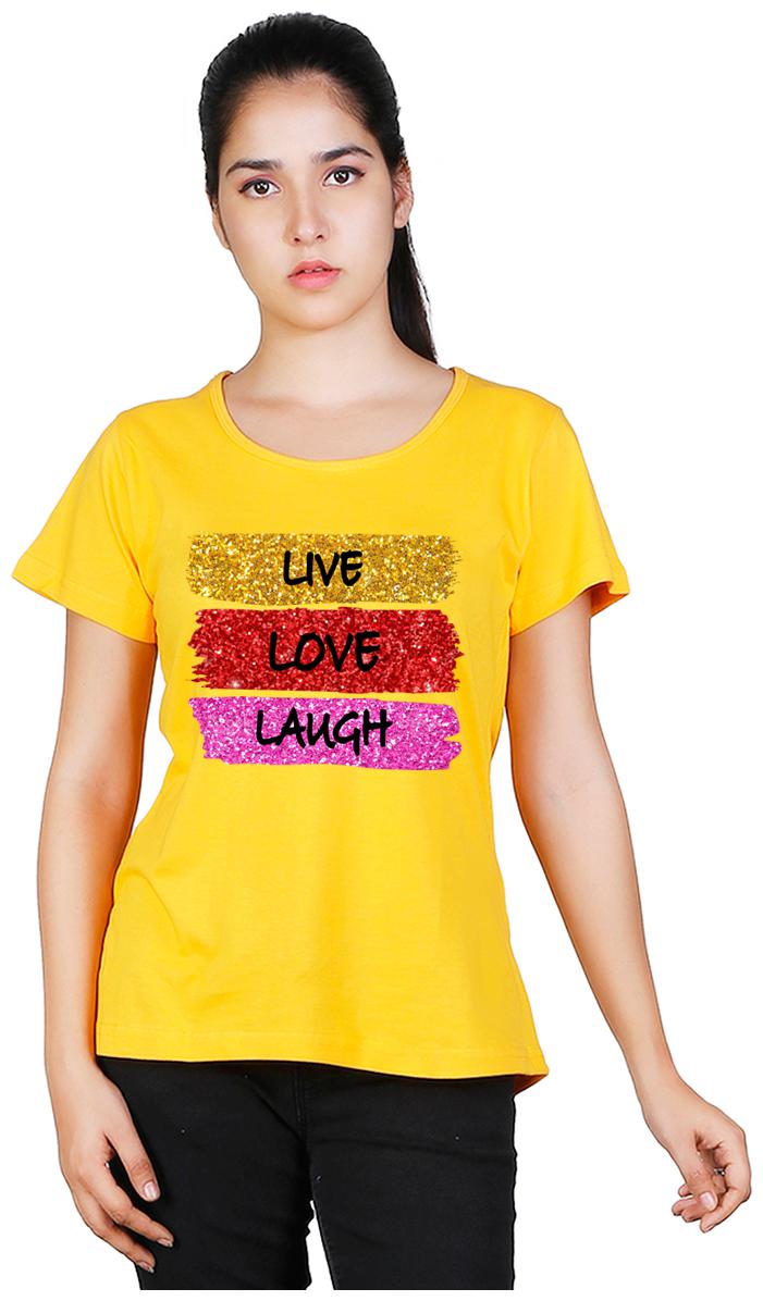 

Vishorge Korea Women Yellow Slim fit Round neck Cotton T shirt