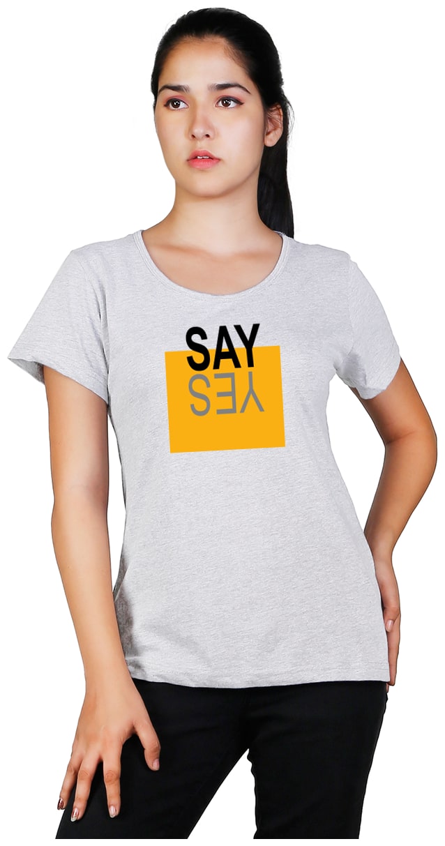 

Vishorge Korea Women Grey Slim fit Round neck Cotton T shirt