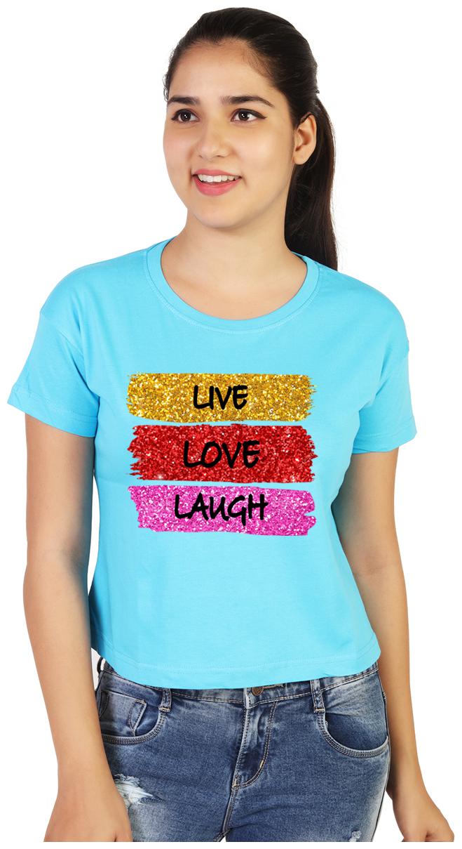 

Vishorge Korea Women Turquoise Slim fit Round neck Cotton T shirt