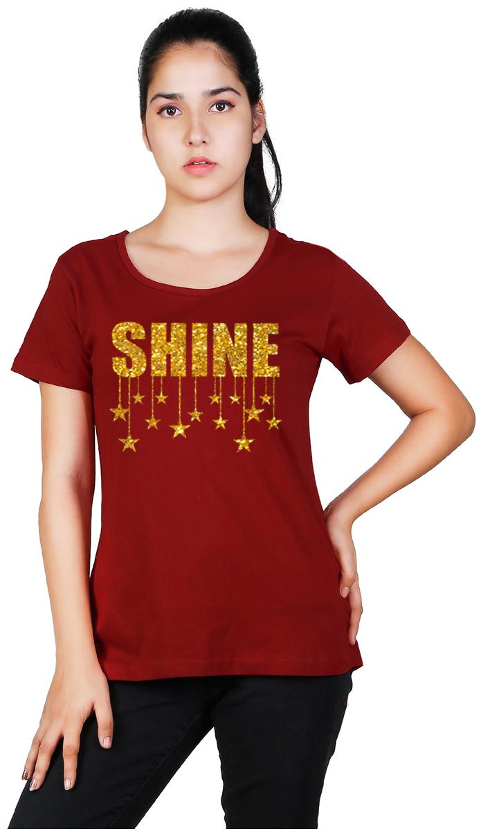 

Vishorge Korea Women Maroon Slim fit Round neck Cotton T shirt