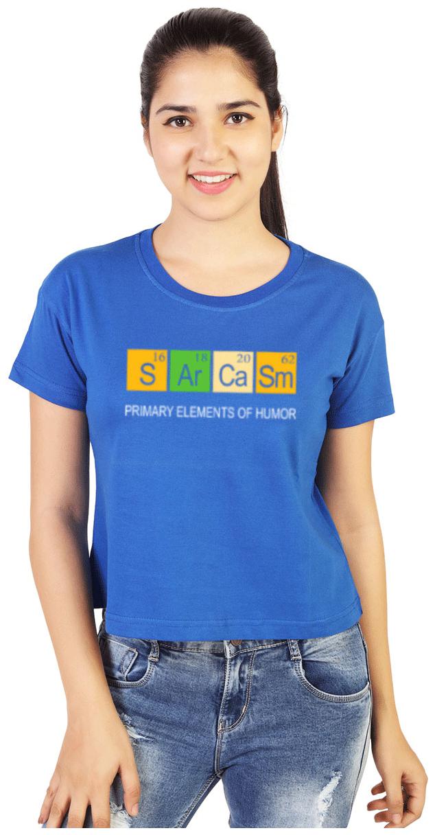 

Vishorge Korea Women Blue Slim fit Round neck Cotton T shirt
