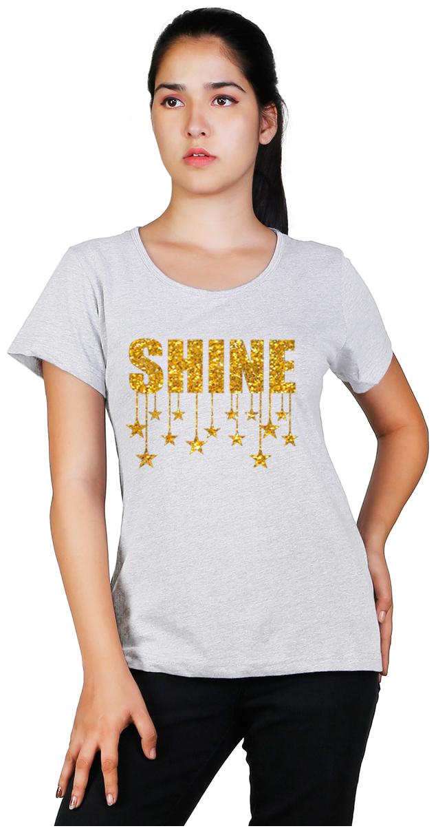 

Vishorge Korea Women Grey Slim fit Round neck Cotton T shirt